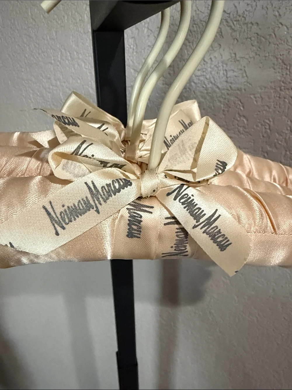 Vintage Neiman Marcus Pink Champagne Satin Padded Hangers - Set of 3